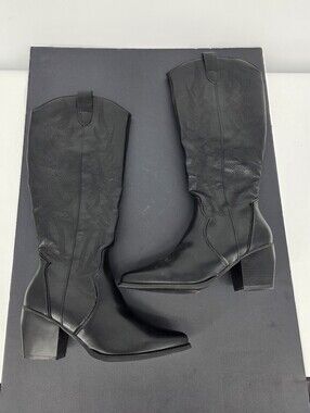 Dream Pairs Black Western Knee High Cowboy Boots Womens 9 Shoes